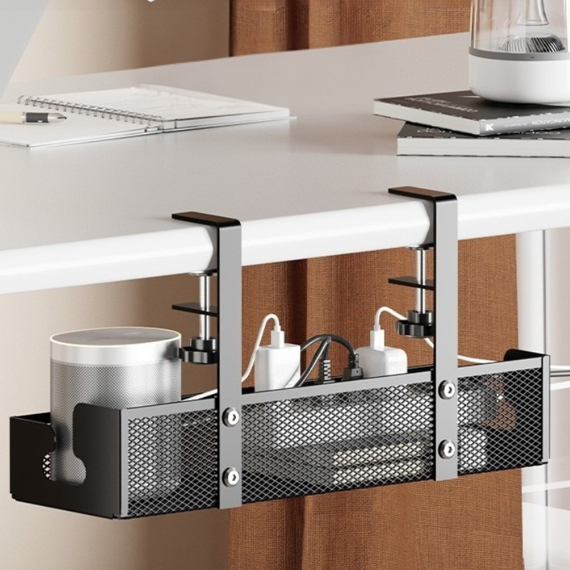 Under Desk Cable Management Tray – Punch-Free Cord Organizer